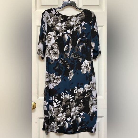CONNECTED APPAREL WOMEN'S PLUS SIZE 20W ELBOW SLEEVE FLORAL PRINT SHEATH DRESS - Picture 2 of 9